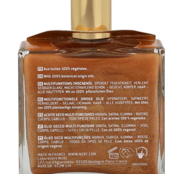 NUXE Huile Prodigieuse Shimmer Multi-Purpose Dry Oil - Luxurious Radiant Glow - Picture 2 of 10